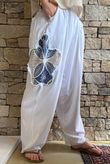 Lindin Linen Blend Crochet Flower Barrel Pant White